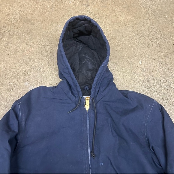 Vintage Carhartt Jacket Mens Large Navy Blue J140 DNY Hooded Active Workwear - Picture 2 of 11